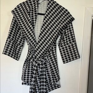 Black and White Houndstooth Wrap Cardigan
